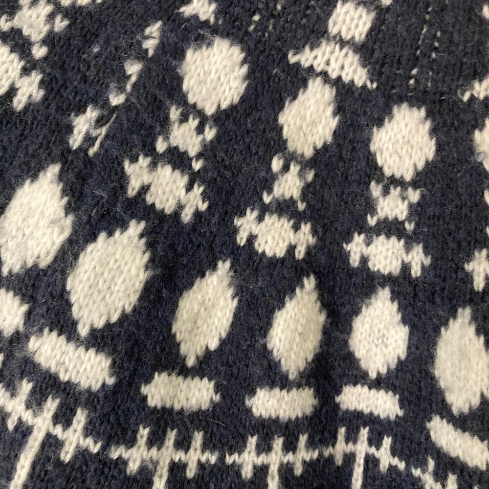 Coastal Navy Blue Fair Isle Knit V-Neck Button Front Cardigan XL Nordic Preppy - Picture 5 of 11